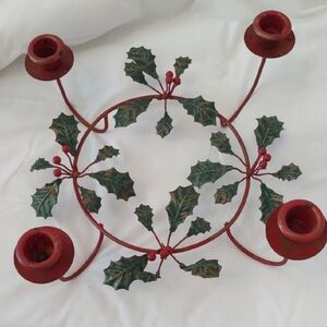 Festive Red and Green Holiday Candle Holder
